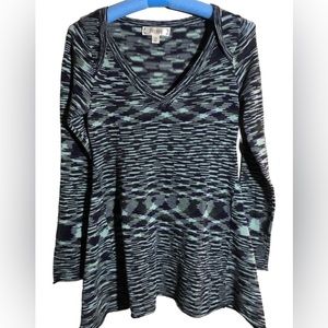 Decree Marbled Blue & Green Lightweight Long Sleeve Tunic Sweater. Sz L.